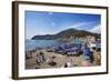 Umbrellas on the Beach at Levanto, Liguria, Italy, Mediterranean, Europe-Mark Sunderland-Framed Photographic Print