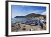 Umbrellas on the Beach at Levanto, Liguria, Italy, Mediterranean, Europe-Mark Sunderland-Framed Photographic Print