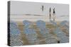 Umbrellas on the Beach, Family in the Sea, Jesolo, Venetian Lagoon, Veneto, Italy-James Emmerson-Stretched Canvas