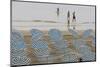 Umbrellas on the Beach, Family in the Sea, Jesolo, Venetian Lagoon, Veneto, Italy-James Emmerson-Mounted Photographic Print