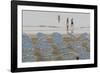 Umbrellas on the Beach, Family in the Sea, Jesolo, Venetian Lagoon, Veneto, Italy-James Emmerson-Framed Photographic Print