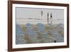 Umbrellas on the Beach, Family in the Sea, Jesolo, Venetian Lagoon, Veneto, Italy-James Emmerson-Framed Photographic Print