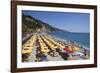 Umbrellas on the New Town Beach at Monterosso Al Mare-Mark Sunderland-Framed Photographic Print