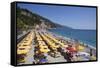 Umbrellas on the New Town Beach at Monterosso Al Mare-Mark Sunderland-Framed Stretched Canvas