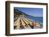 Umbrellas on the New Town Beach at Monterosso Al Mare-Mark Sunderland-Framed Photographic Print