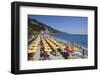 Umbrellas on the New Town Beach at Monterosso Al Mare-Mark Sunderland-Framed Photographic Print