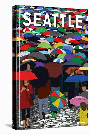 Umbrellas - Seattle, WA, c.2009-Lantern Press-Stretched Canvas