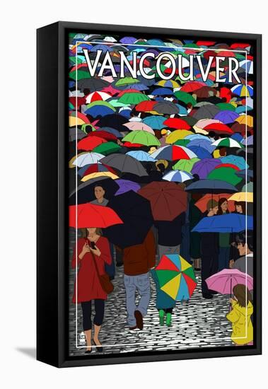 Umbrellas - Vancouver, BC-Lantern Press-Framed Stretched Canvas