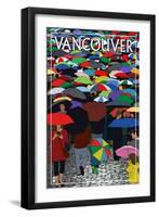 Umbrellas - Vancouver, BC-Lantern Press-Framed Art Print