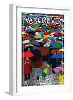 Umbrellas - Vancouver, BC-Lantern Press-Framed Art Print