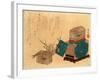 Ume Ni Kago No Uguisu, Caged Bush Warbler and Plum. Print Shows Two Birdcages, One Sitting on a Box-null-Framed Giclee Print