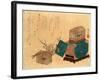 Ume Ni Kago No Uguisu, Caged Bush Warbler and Plum. Print Shows Two Birdcages, One Sitting on a Box-null-Framed Giclee Print