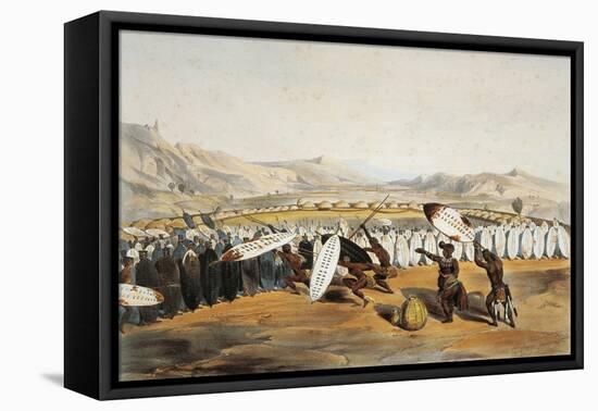Umpanda Inspecting Troops at Nonduengi, 1849-George French Angas-Framed Stretched Canvas