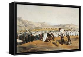 Umpanda Inspecting Troops at Nonduengi, 1849-George French Angas-Framed Stretched Canvas