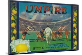 Umpire Lemon Label - Claremont, CA-Lantern Press-Mounted Art Print