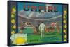 Umpire Lemon Label - Claremont, CA-Lantern Press-Framed Stretched Canvas
