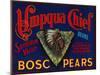 Umpqua Chief Pear Crate Label - Sutherlin, OR-Lantern Press-Mounted Art Print