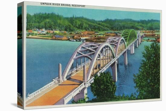 Umpqua River Bridge in Reedsport, Oregon - Reedsport, OR-Lantern Press-Stretched Canvas