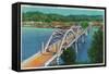 Umpqua River Bridge in Reedsport, Oregon - Reedsport, OR-Lantern Press-Framed Stretched Canvas