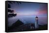 Umpqua River Lighthouse at sunset, Cape Disappointment, Oregon, USA-Panoramic Images-Framed Stretched Canvas