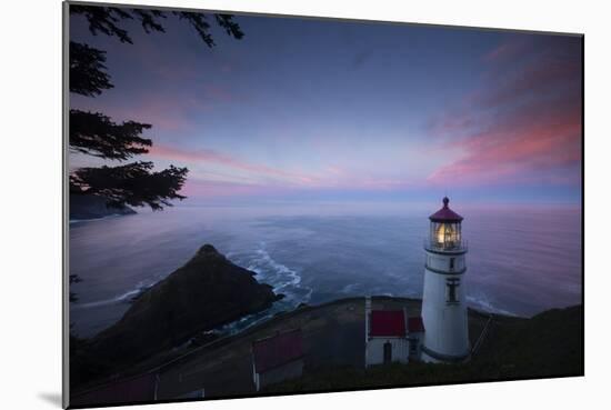 Umpqua River Lighthouse at sunset, Cape Disappointment, Oregon, USA-Panoramic Images-Mounted Photographic Print