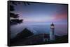 Umpqua River Lighthouse at sunset, Cape Disappointment, Oregon, USA-Panoramic Images-Framed Stretched Canvas