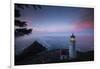 Umpqua River Lighthouse at sunset, Cape Disappointment, Oregon, USA-Panoramic Images-Framed Photographic Print