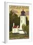 Umpqua River Lighthouse - Oregon-Lantern Press-Framed Art Print