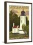 Umpqua River Lighthouse - Oregon-Lantern Press-Framed Art Print