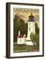 Umpqua River Lighthouse - Oregon-Lantern Press-Framed Art Print