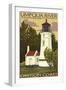 Umpqua River Lighthouse - Oregon-Lantern Press-Framed Art Print