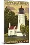 Umpqua River Lighthouse - Oregon-Lantern Press-Mounted Art Print