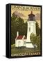 Umpqua River Lighthouse - Oregon-Lantern Press-Framed Stretched Canvas