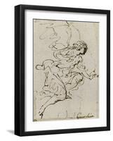 Un ange, de profil vers la droite ; Une demi-figure d'enfant tourné vers la gauche ; Une figure à-Guerchin Le-Framed Giclee Print