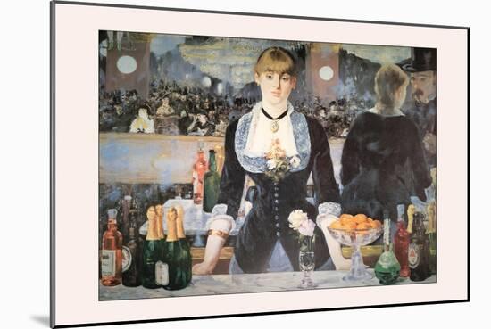 Un Bar Aux Folies Bergeres-Edouard Manet-Mounted Art Print