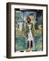 Un Charpentier (A Carpenter). L'artisan Se Tient Debout Devant Un Village De Campagne, Il Est Vetu-Kazimir Severinovich Malevich-Framed Giclee Print