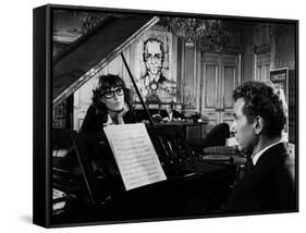Un Clair by Lune a Maubeuge by JeanCherasse with Bernadette Lafont and Pierre Perr 1962 (b/w photo)-null-Framed Stretched Canvas