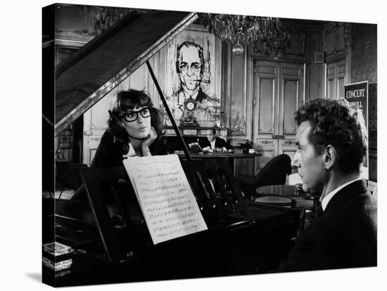 Un Clair by Lune a Maubeuge by JeanCherasse with Bernadette Lafont and Pierre Perr 1962 (b/w photo)-null-Stretched Canvas