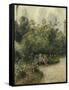 Un coin de jardin à L'Hermitage (le jardin des Mathurins)-Camille Pissarro-Framed Stretched Canvas