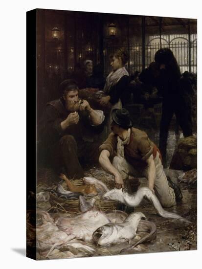 Un coin de la Halle aux poissons le matin (1880)-Victor Gabriel Gilbert-Stretched Canvas