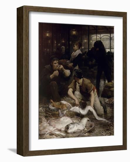 Un coin de la Halle aux poissons le matin (1880)-Victor Gabriel Gilbert-Framed Giclee Print