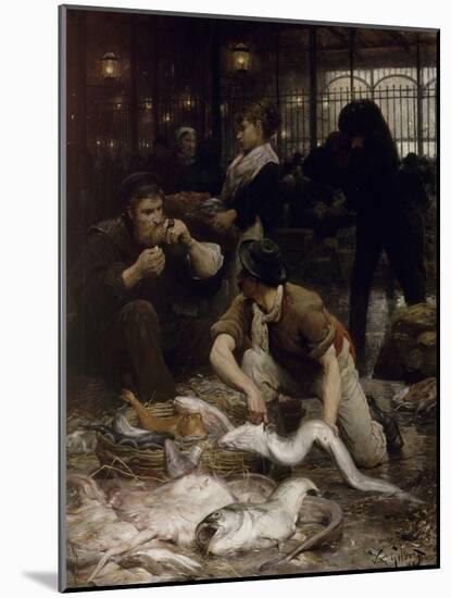 Un coin de la Halle aux poissons le matin (1880)-Victor Gabriel Gilbert-Mounted Giclee Print