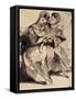 Un couple d'amoureux assis-Eugene Delacroix-Framed Stretched Canvas