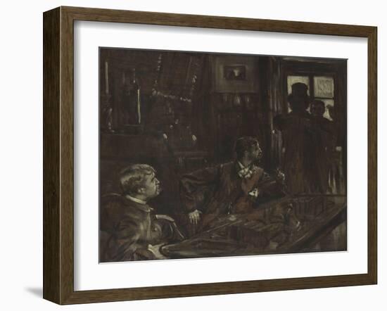 Un épisode de René Mauperin, roman d'Edmond et Jules Goncourt : Boisjorand de Villacourt provoque-James Tissot-Framed Giclee Print