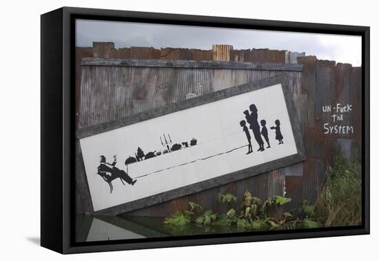 Un-F**k the System-Banksy-Framed Stretched Canvas