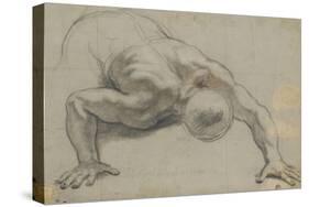 Un homme renversé la face contre terre, s'appuyant sur les deux mains-Antoine Coypel-Stretched Canvas