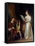 Un Homme Tenant Une Lyre Et Une Femme Tenant Une Partition Dans Un Interieur  (Interior with a Man-Marguerite Gerard-Framed Stretched Canvas