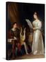 Un Homme Tenant Une Lyre Et Une Femme Tenant Une Partition Dans Un Interieur  (Interior with a Man-Marguerite Gerard-Stretched Canvas