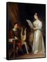 Un Homme Tenant Une Lyre Et Une Femme Tenant Une Partition Dans Un Interieur  (Interior with a Man-Marguerite Gerard-Framed Stretched Canvas