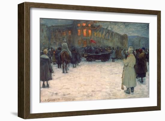 Un Incendie Au Chateau Lituanien, Revolution De Fevrier 1917, Saint Petersbourg (A Fire at the Lith-Alexander Vakhrameyev-Framed Giclee Print